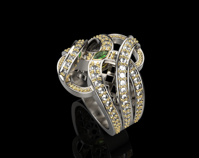 doble lazo anillos ligero peso anillo joya joyería imprimible diamante plata oro brillante platino 3d print model - Mito3D
