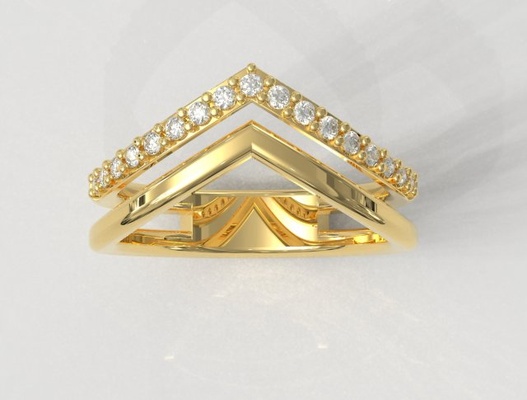 doppelt ring 3d drucken modell ringe 3dexport diamant mode teen gold silber pfeil diamanten paulorani schmuck modisch klassisch diamond modern classic jewelry wedding band 3d print model - Mito3D
