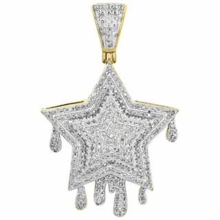 double étage diamant étoile goutte pendentif pendentifs stardrip antique luxe rappeur hip bijoux Collier gemme élégant célébrité style bling Urbain 3d print model - Mito3D