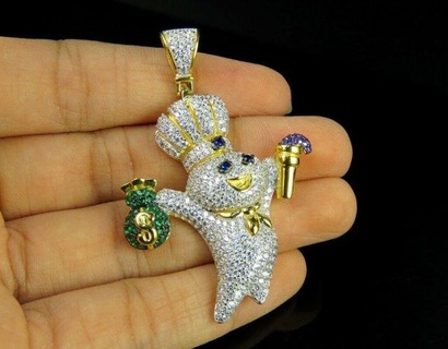dough boy diamond pendant 2 pendants doughboydiamond antique luxury rapper hiphop jewelry necklace gemstone elegant celebrity style jewellery bling gem urban cook 3d print model - Mito3D