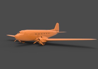 douglas dc-3 3d print model in vehicle 3dexport dc dc3 american airlines propeller airliner transport aircraft usa c-47 skytrain passenger air airplane historic cargo realistic 3d print model - Mito3D