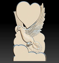 paloma corazón de alivio - 2017 art aves la mosca día san valentín santo en nube cielo el basrelief escultura 3d print model - Mito3D