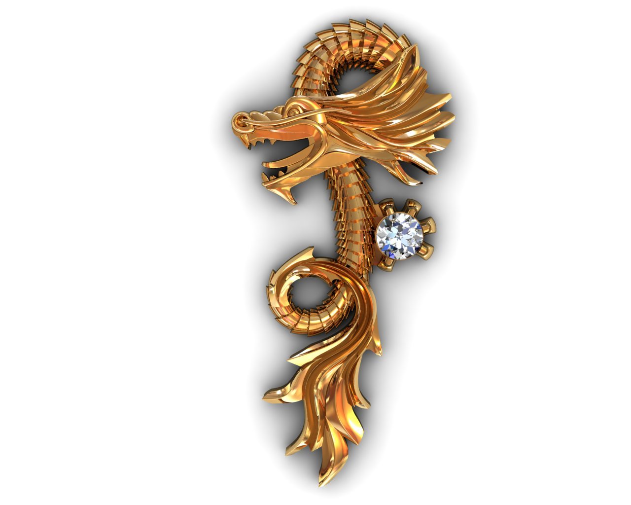 dracon dragon drakon gold jewellery jewelry pendant pendants sculpt 3D print model - Mito3D