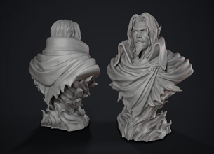 dracula castlevania büste 3d drucken modell 3dexport männlich charakter vampir tot haar männlicher stoff 3d print model - Mito3D