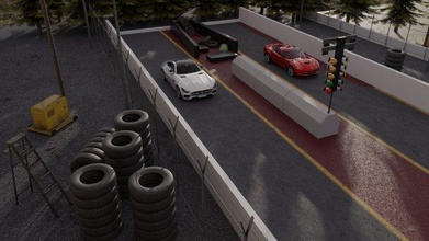 drag race - race track 2 cars race track drag racing cars tire roadway racetrack sport racer infrastructure freeway rally road wheel tyre coupe rim 3d print model - Mito3D