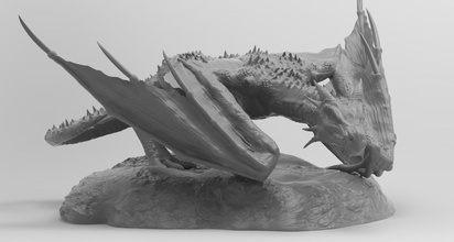 drachen 3d drucken modell skulptur 3dexport kunst kreatur fantasie magisch statue wyvern 3d print model - Mito3D