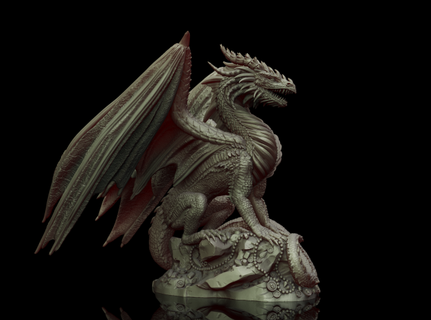 Dragão estatuetas vôo serpente fogosa fire breathing chinês escalas voar asas fogo tesouros moedas guarda assustador mítico lendário fantástico 3d print model - Mito3D