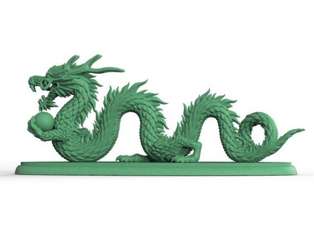 Dragão escultura verde China chinês pérola bola impressão estátua 3d print model - Mito3D