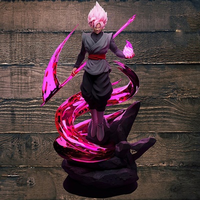 continuar pelota goku negro estatua listo to impresión 3d modelo in escultura 3dexport súper anime rosa saiyajin personaje juegos juguetes manga esfera dragón super saiyan black rose vegeta dragon ball 3d print model - Mito3D