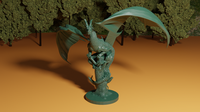 drago on rotto albero 3d stampa modello in figurine 3dexport draghi dino trex dragan creatura mostro dinosauro giocattolo cina tirannosauro raptor rettili scala corno ala rami dragonballz 3d print model - Mito3D