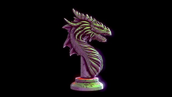 dragon bust figurines flying snake fiery fire-breathing chinese scales flight wings fire treasures coins guard frightening mythical legendary fantastic 3d print model - Mito3D
