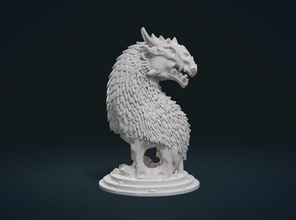 dragon bust fantasy creature scale horns demon inferno devil hell sculpture figurine beast 3d print model - Mito3D
