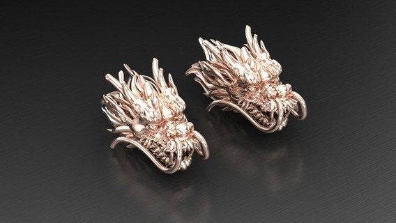 dragon earring cad file rings jewelry ring diamond jewel gem 3dm obj stl printing bracelet bangle necklace pendant 3d print model - Mito3D