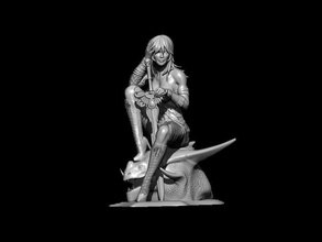 tête de dragon art femme 3dprinting la fantaisie statuette les guerriers 3d print model - Mito3D