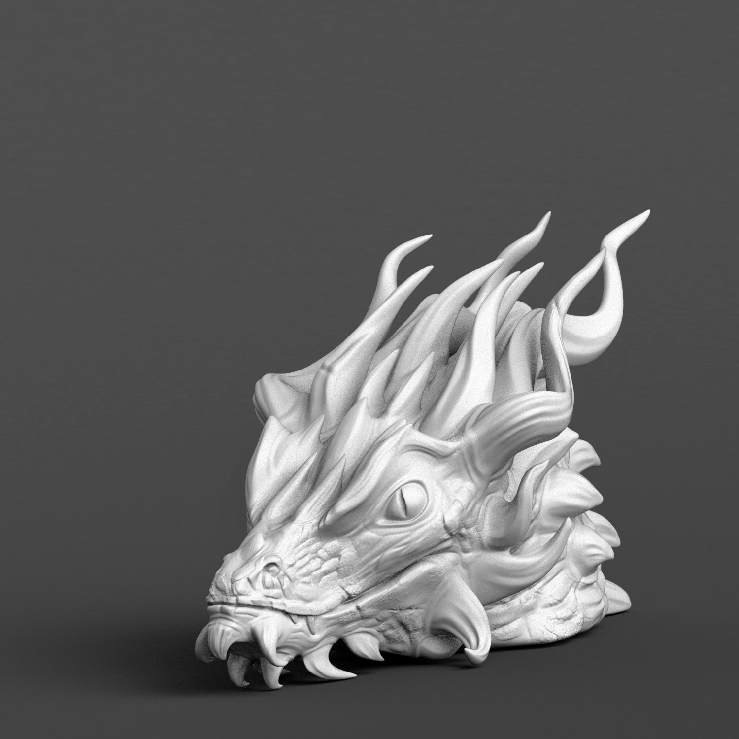 continuar cabeza 3d impresión modelo trofeo Arte esculturas drogo Game of Thrones mar monstruo dinosaurio personaje fantasía smaug cuernos respiración dragones criatura 3D print model - Mito3D