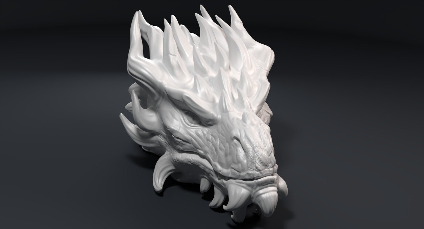la cabeza del dragón de escultura art fantasía criatura estatua mágico monstruos monster 3dprint dragonhead las esculturas 3D print model - Mito3D