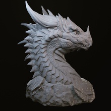 cabeça de dragão pedra impressão 3d do modelo 100 a 200 milímetros escultura arte dragões dinossauro criatura criaturas fantasia mágico monstro monstros 3dprint 3d print model - Mito3D