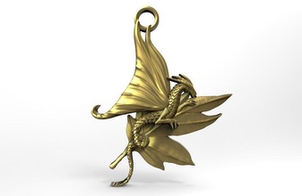 dragão folha pingente 3d impressão modelo in pingentes 3dexport joalheria jóia arte 3d print model - Mito3D