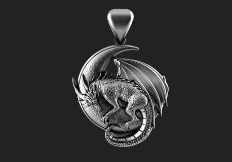 dragon moon pendant  pendants dragon moon pendant jewelry  3d print model - Mito3D