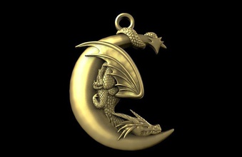 Ejderha ay kolye takı mücevher moda Sanat fantezi 3d print model - Mito3D
