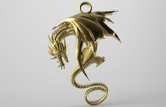 dragon pendant 3d print model in pendants 3dexport jewelry jewel art fashion fantasy creature 3d print model - Mito3D