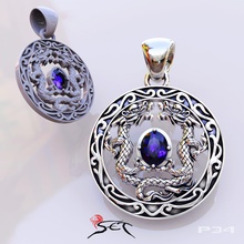 dragon pendant stone jewelry gold 3d stl obj cnc draco design wax printable print china style 3d print model - Mito3D