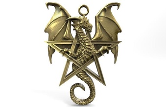 dragon pentagram pendant 3d print model in earrings 3dexport jewelry jewel medieval fantasy 3d print model - Mito3D