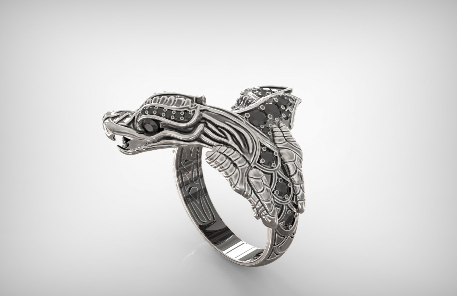 dragon ring 3d-Druck Modell Tiere diamond engagement gem Edelsteine Edelstein gold Juwel 3D print model - Mito3D