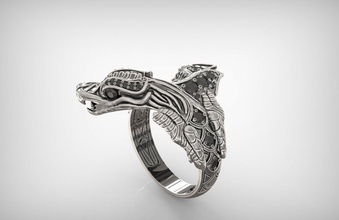 ejderha 3d yazıcı modeli yüzük hayvanlar elmas nişan gem taşlar taş altın mücevher 3d print model - Mito3D