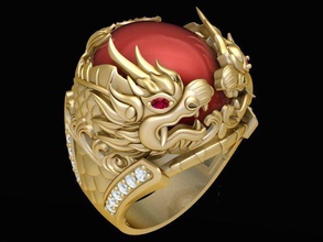 dragon ring 3d modelo de impressão anel os homens jóias prata ouro 3dprinter 3d print model - Mito3D