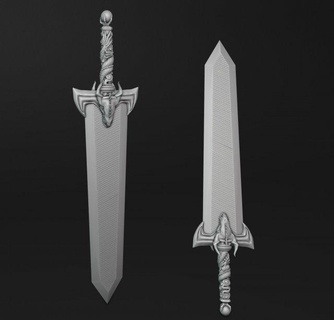 Ejderha avcı kılıç oyuncaklar silah mitoloji fantezi dekorasyon heykel minyatür barbarian sword bıçak ağzı keskin savaşçı şövalye çelik Demir cüce masaüstü 3d print model - Mito3D