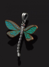 dragonfly pendant gems dragon fly paddle tailed darner darter hawker damselfly odonata anisoptera insect aeshna necklace hip hop iced gem stone jewelry 3d print model - Mito3D