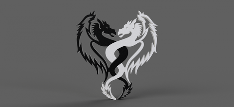 dragons yin yang 3d impression modèle in monstres créatures 3dexport ornement sculpture svg logo dragon emblème décoration symbole écorce imprimable monstre cnc art panneaux logos jeux 3d print model - Mito3D