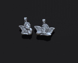 dreaming angel pendants pack 3d print model in 3dexport thinking christmas jewelry pendant sculpture souvenir feather wing jewel jewellery necklace silver zbrush pray kupidon cupidone cherub cupid valentine 3d print model - Mito3D
