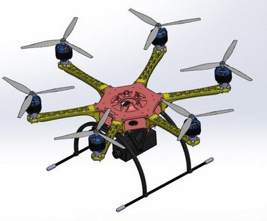drone assembly 3d imprimable parts version 002 ingénierie pièces hexacoptère droneframe aérospatial 3dprint 3d print model - Mito3D