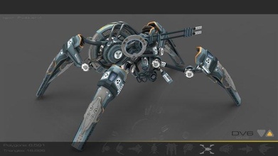 drone v6 cybertech spider 3d model in 3dexport mecha mech robotech arachnid mechanical robot android guided scifiner artillery patrol tank insect puskaric 3d print model - Mito3D