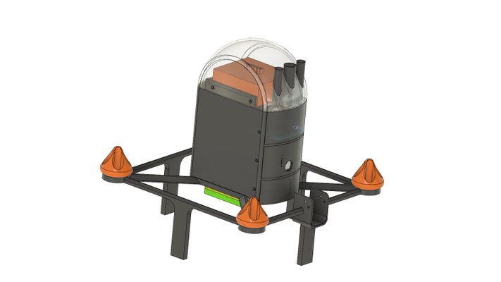 dronecapsula1 3d impresión modelo in ingenieria 3dexport 3dprinting imprimible 3dprint arte escultura modelocad autodesk fusion360 zumbido hélices turbina diseño transporte aeronave electrónico objeto esférico dji pastilla pasatiempo bricolaje diy 3d print model - Mito3D