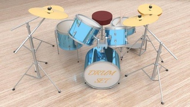 drum set 3d model in percussion 3dexport battery drums music instrument musical drummer song bass concert drumstool drumstick audio sound rock orchestra v-ray max 3d print model - Mito3D