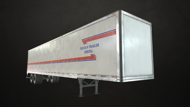 dry van trailer - poly truck lorry semi semi-trailer vehicle transport cargo shipping road wheel generic lowpoly gameready pbr container 3d print model - Mito3D