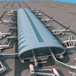 dubai aeroporto 3d modello edifici galleria ponte emirati aereo internazionale compagnia aerea hangar trainare camion pista decollo 3d print model - Mito3D