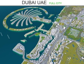 dubai città Emirati Arabi Uniti 70km edificio carta geografica zona urbano modello strada topografia bloccare grattacielo Casa Quartiere orizzonte centro tramsport esterno 3d print model - Mito3D