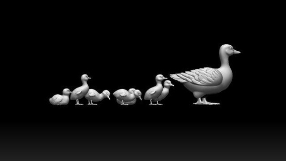 duckling duck sculpture goose turkey bird birds printer farm village feather wings animal low poly lowpoly 3d print model - Mito3D