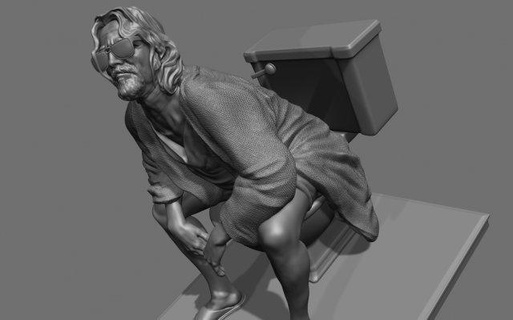 cara banheiro Lebowski homem zbrush decorativo engraçado escultura personagem filmes humano jogador boliche corpo miniaturas estatuetas esculpir 3d print model - Mito3D