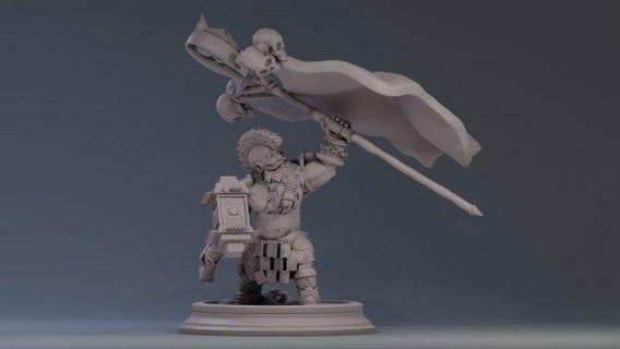 dwarf war banner ready to print 3d model in figurines 3dexport miniatures game 3dprint fantasy dd boardgame toy pa resine hammer falg enano 3d print model - Mito3D