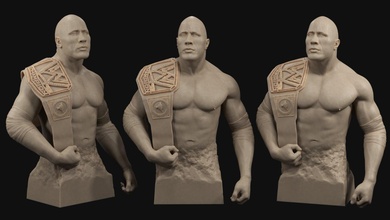 Dwayne rock Johnson 3d impresión modelo roca wwe miniaturas estatua imprimible figuritas hombre retrato humano cara escultura masculino Monumento personaje 3d print model - Mito3D