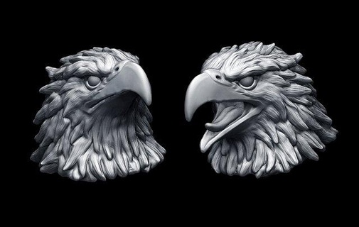 eagle head sculpture angry bird pommel animal jewelry billet scream printing knife gothic biker jewellery american beak glam rock keychain 3d print model - Mito3D