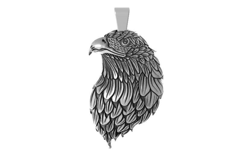 Águia cabeça pingente animal pássaro joalheria arte moda 3D print model - Mito3D
