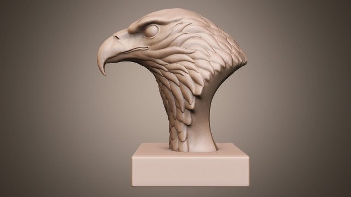 águia cabeça escultura 3d impressão modelo in 3dexport americano careca predatório pássaro animal retrato estátua imprimível cnc selvagem 3d print model - Mito3D