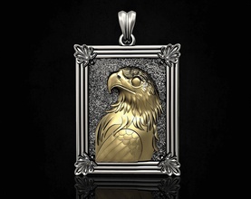 eagle pendant 3d printable pendants gold silver platinum sterling women men relief predatory jungle bird prey jewellry 3d print model - Mito3D