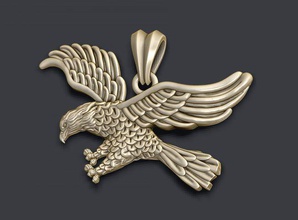 adler anhänger 3d drucken modell 3dexport vogel detailliert fliege gold kopf juwel schmuck juwelen natur halskette raubtier druckbar skulptur silber stl 3d print model - Mito3D